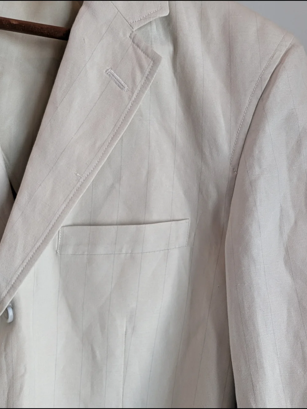 Claiborne Luxe Sport Coat Blazer Mens 40R Silk Linen Beige Striped Venetian NWT